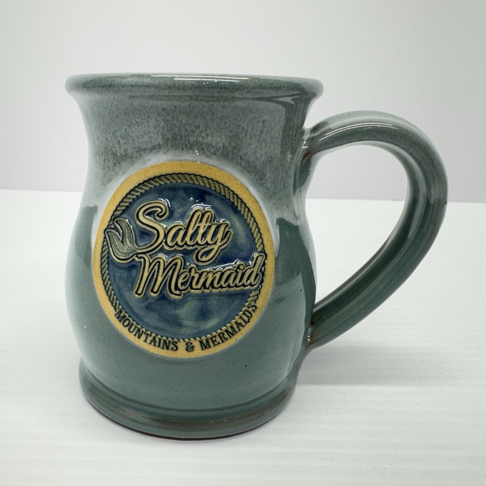 2021 Salty Mermaid Deneen Pottery Mug Mermaids and Mountains Teal Seafoam